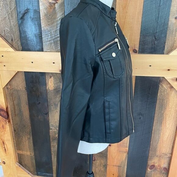 𝅺NEW New Look Faux leather Moto style jacket sz S - Picture 7 of 7